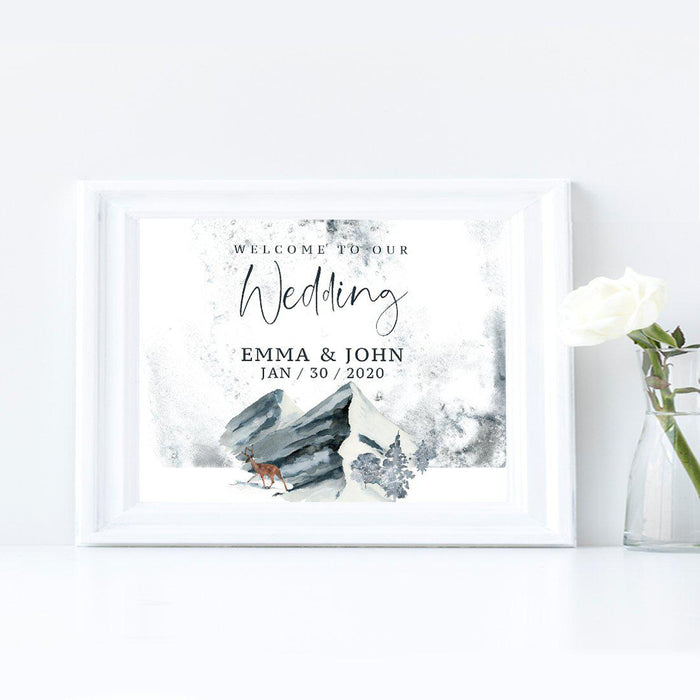 Personalized Unframed Winter Snowy Woodland Forest Watercolor Party Sign-Set of 1-Andaz Press-Our Wedding-