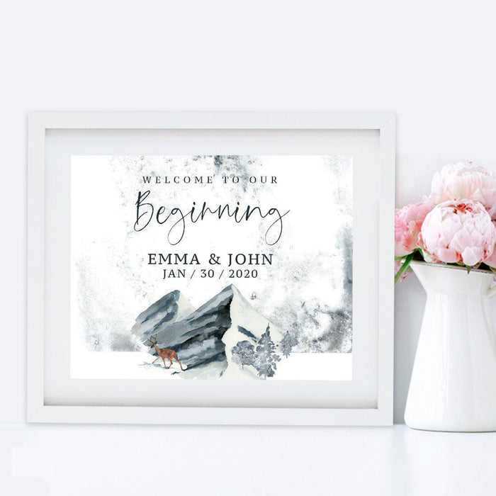 Personalized Unframed Winter Snowy Woodland Forest Watercolor Party Sign-Set of 1-Andaz Press-Our Wedding-