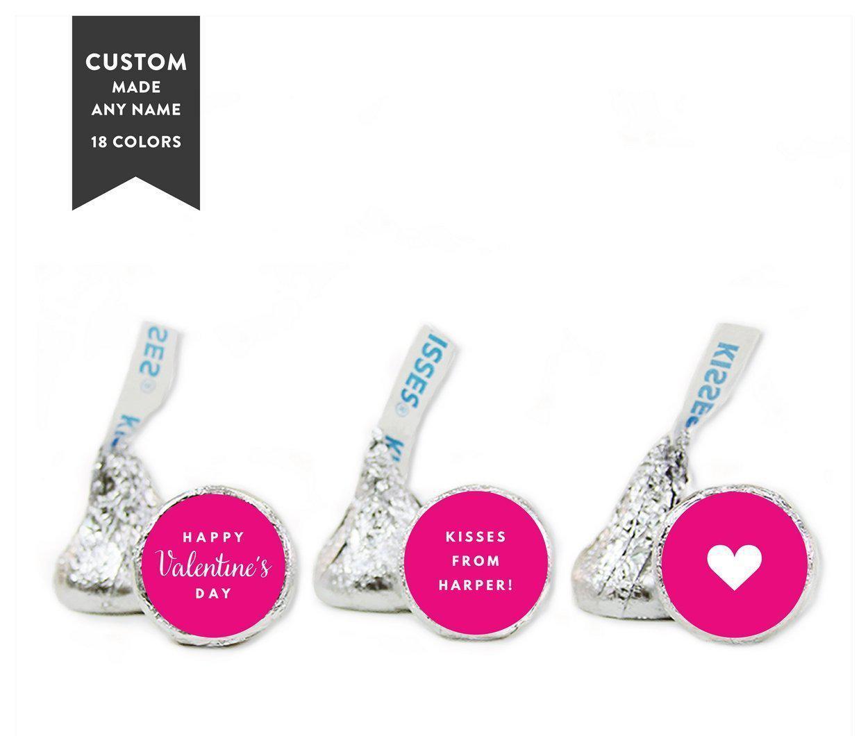 Personalized Valentine's Day Chocolate Drop Labels Trio Stickers, Kisses From-Set of 216-Andaz Press-
