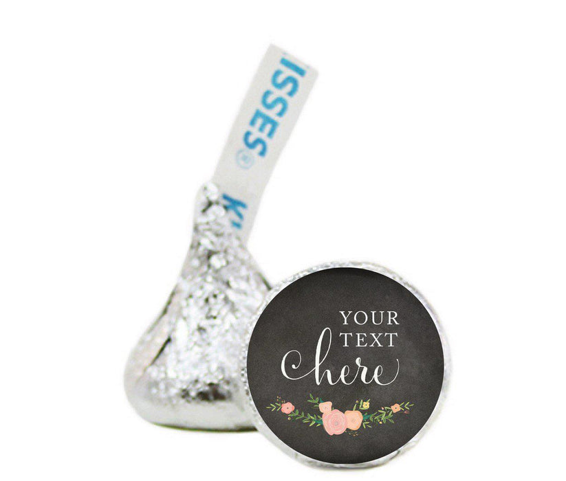Personalized Wedding Chocolate Drop Labels Stickers, Chalkboard Floral-Set of 216-Andaz Press-