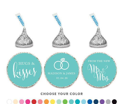 Personalized Wedding Chocolate Drop Labels Stickers, Hugs and Kisses-Set of 216-Andaz Press-