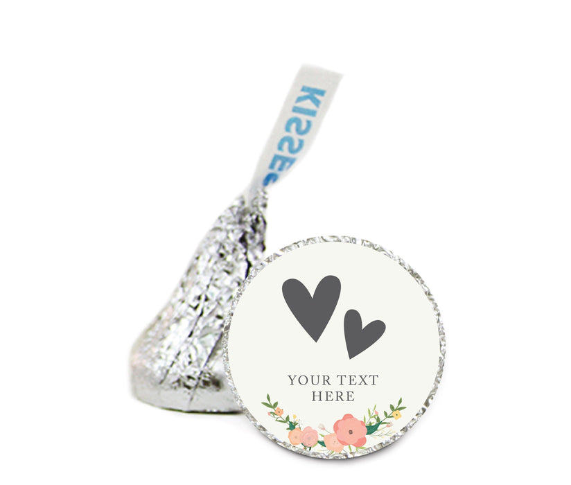 Personalized Wedding Double Hearts Chocolate Drop Labels Stickers-Set of 216-Andaz Press-Navy Blue-