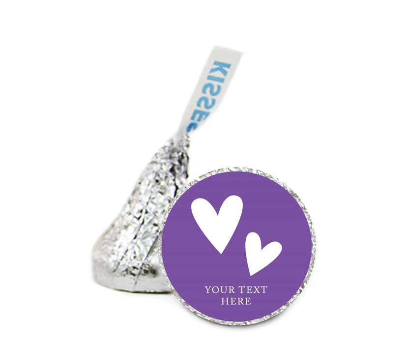 Personalized Wedding Double Hearts Chocolate Drop Labels Stickers-Set of 216-Andaz Press-Purple-
