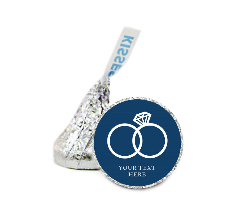 Personalized Wedding Double Rings Hershey's Kisses Stickers Labels-Set of 216-Andaz Press-Navy Blue-