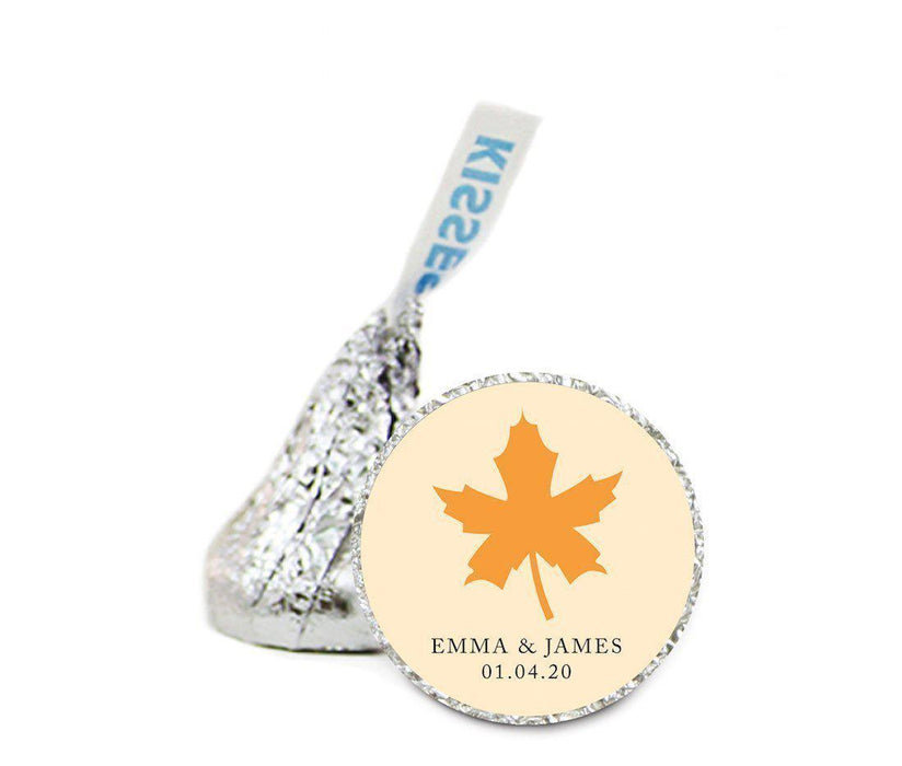 Personalized Wedding Hershey's Kisses Stickers, Motif-Set of 216-Andaz Press-Autumn Leaves-