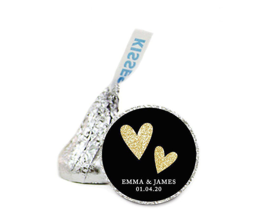 Personalized Wedding Hershey's Kisses Stickers, Motif-Set of 216-Andaz Press-Double Hearts-