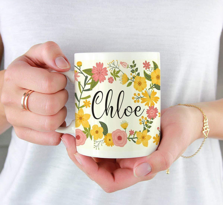 Personalized Wedding Party Coffee Mug Gift Vintage Bohemian Floral Flowers-Set of 1-Andaz Press-