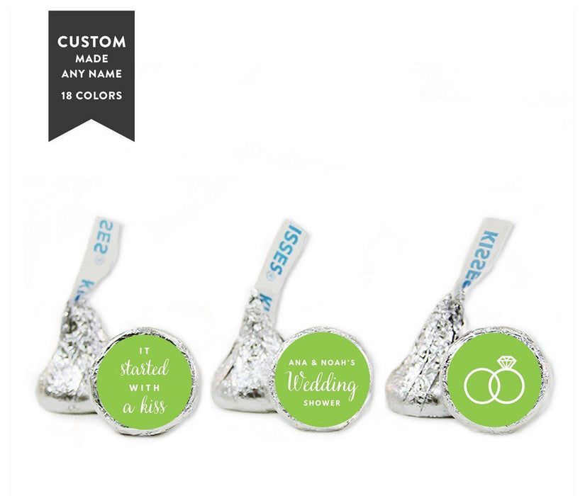 Personalized Wedding Shower Chocolate Drop Labels Trio It Started With A Kiss Stickers-Set of 216-Andaz Press-