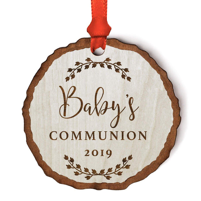 Personalized Wood Rustic Farmhouse Keepsake Christmas Ornament, Engraved Wood Slab-Set of 1-Andaz Press-Our First Christmas as a Foster Family-
