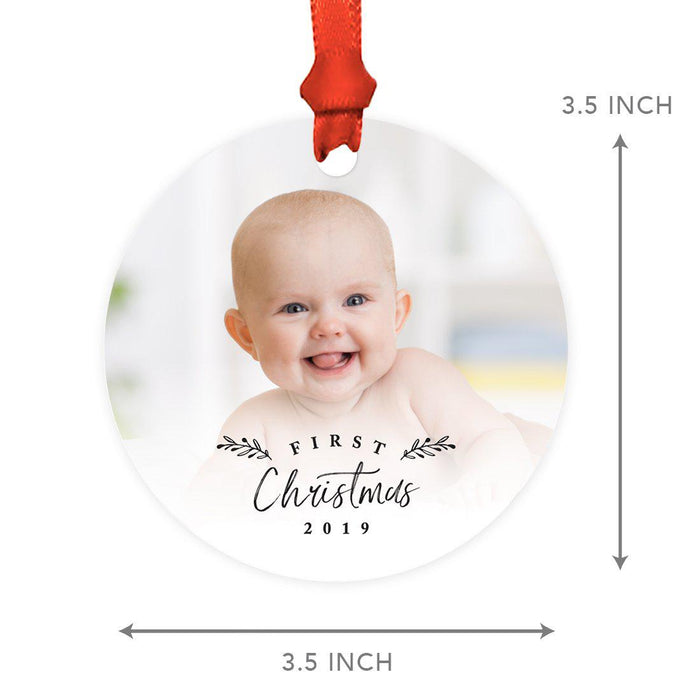 Photo Custom Metal Keepsake Baby's 1st Christmas Tree Ornament Gift-Set of 1-Andaz Press-First Christmas-
