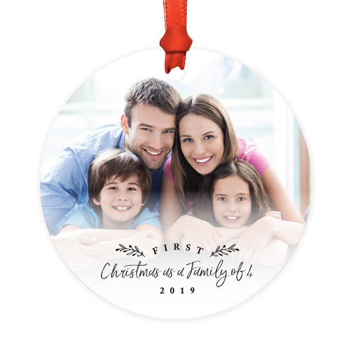 Photo Custom Metal Keepsake Baby's 1st Christmas Tree Ornament Gift-Set of 1-Andaz Press-Family of 4-