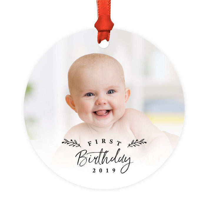 Photo Custom Metal Keepsake Baby's 1st Christmas Tree Ornament Gift-Set of 1-Andaz Press-First Birthday-