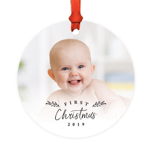 Photo Custom Metal Keepsake Baby's 1st Christmas Tree Ornament Gift-Set of 1-Andaz Press-First Christmas-