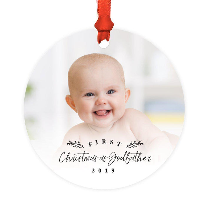 Photo Custom Metal Keepsake Baby's 1st Christmas Tree Ornament Gift-Set of 1-Andaz Press-Godfather-