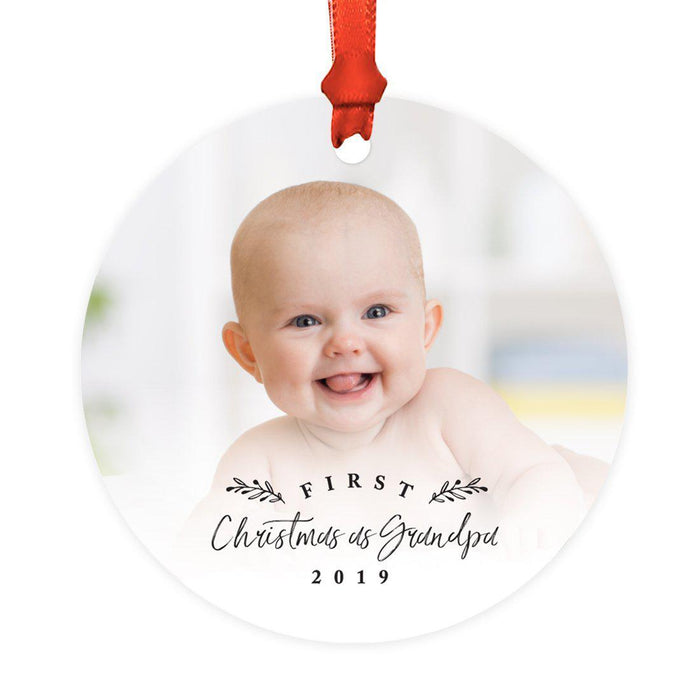 Photo Custom Metal Keepsake Baby's 1st Christmas Tree Ornament Gift-Set of 1-Andaz Press-Grandpa-