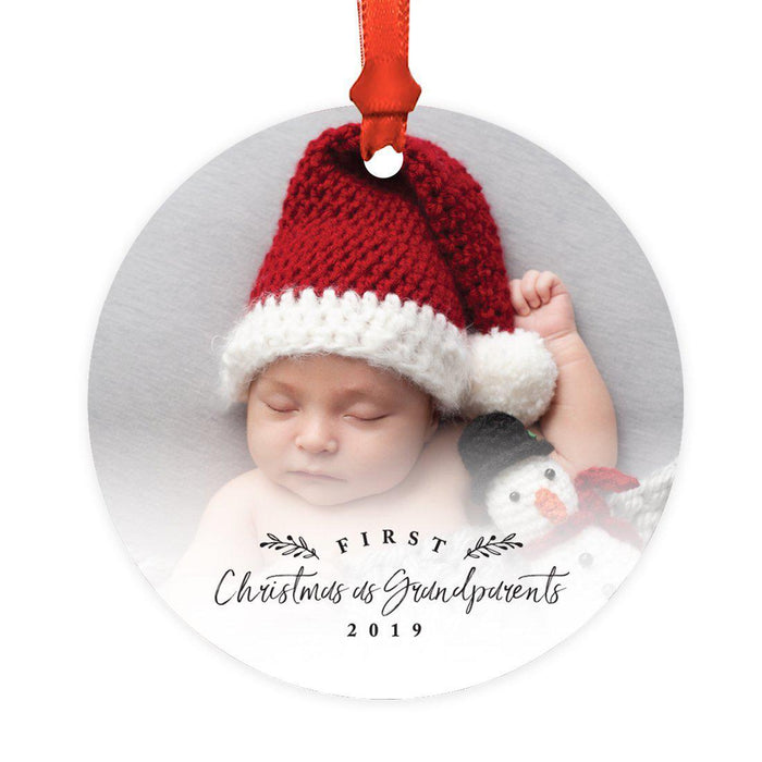Photo Custom Metal Keepsake Baby's 1st Christmas Tree Ornament Gift-Set of 1-Andaz Press-Grandparents-