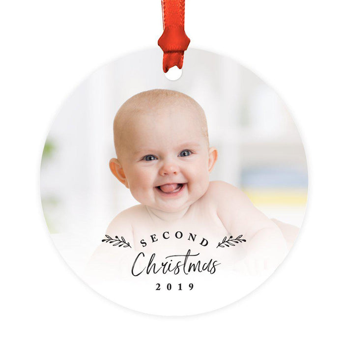 Photo Custom Metal Keepsake Baby's 1st Christmas Tree Ornament Gift-Set of 1-Andaz Press-Second Christmas-