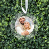 Photo Personalized Round Clear Acrylic Christmas Tree Ornament Keepsake, Photo Designs-Set of 1-Andaz Press-Minimal Foliage-
