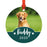 Photo Personalized Round Metal Christmas Dog Ornament Keepsake, Pet Memorial Ideas-Set of 1-Andaz Press-Green with White Paws-