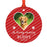 Photo Personalized Round Metal Christmas Dog Ornament Keepsake, Pet Memorial Ideas-Set of 1-Andaz Press-Heart and Red Stripes-