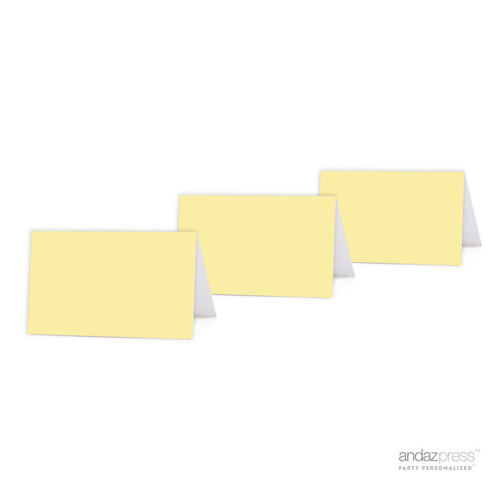 Pick Your Color Blank Table Tent Printable Place Cards-Set of 20-Andaz Press-Light Yellow-