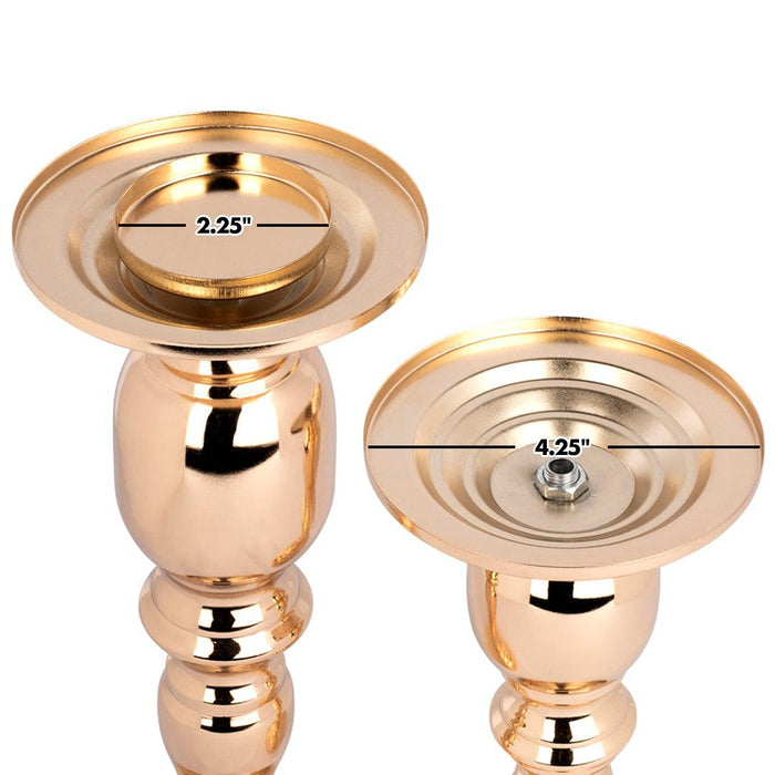 Pillar Candle Holders With Hurricane Glass Set-Set of 3-Koyal Wholesale-Copper-