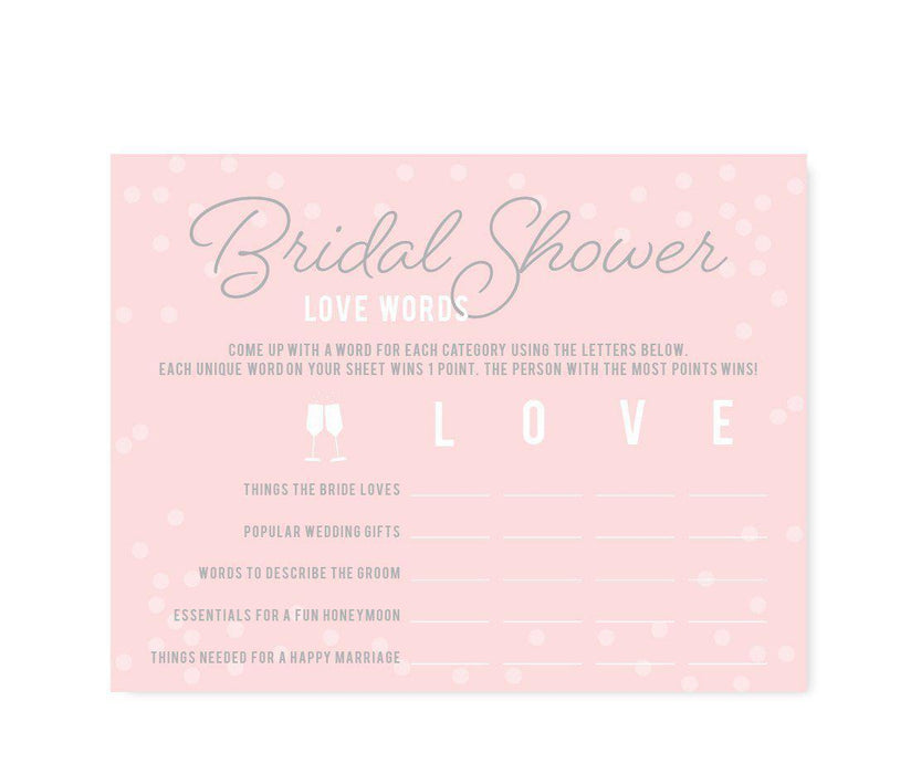 Pink Blush and Gray Pop Fizz Clink Wedding Bridal Shower Game Cards-Set of 20-Andaz Press-What's In Your Purse?-