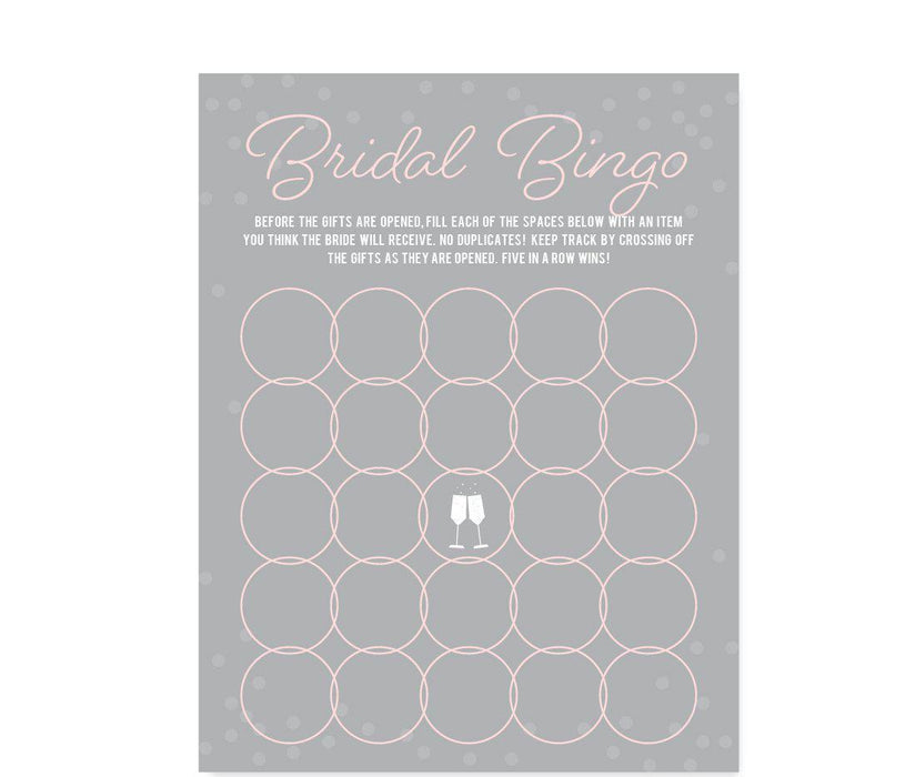 Pink Blush and Gray Pop Fizz Clink Wedding Bridal Shower Game Cards-Set of 20-Andaz Press-What's In Your Purse?-