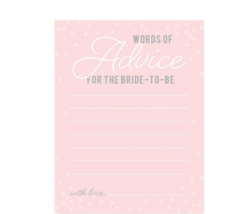 Pink Blush and Gray Pop Fizz Clink Wedding Bridal Shower Game Cards-Set of 20-Andaz Press-Words of Wisdom - Bride To Be-