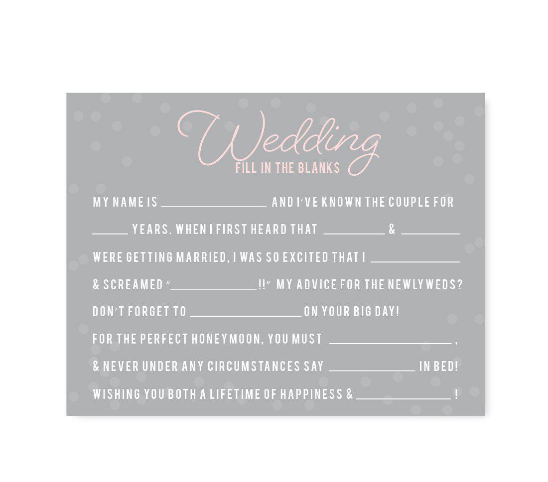 Pink Blush and Gray Pop Fizz Clink Wedding Cards Guest Book Alternative-Set of 20-Andaz Press-Fill-In-The-Blank - Newlyweds-