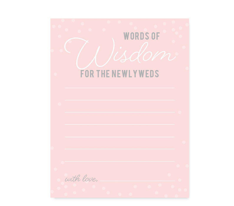 Pink Blush and Gray Pop Fizz Clink Wedding Cards Guest Book Alternative-Set of 20-Andaz Press-Words of Wisdom - Newlyweds-