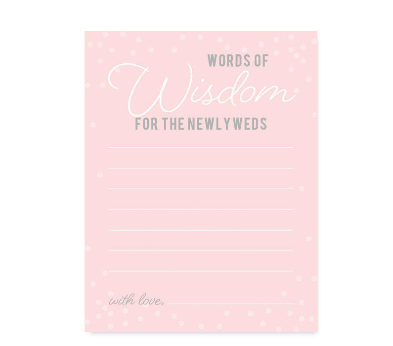 Pink Blush and Gray Pop Fizz Clink Wedding Cards Guest Book Alternative-Set of 20-Andaz Press-Words of Wisdom - Newlyweds-