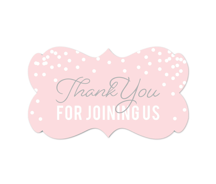 Pink Blush and Gray Pop Fizz Clink Wedding Fancy Frame Label Stickers-Set of 36-Andaz Press-