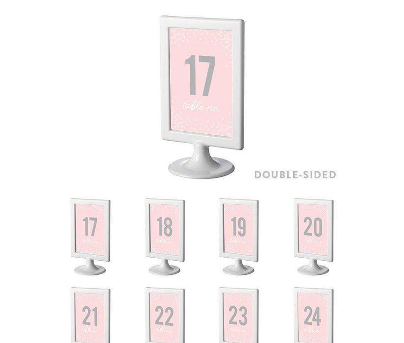 Pink Blush and Gray Pop Fizz Clink Wedding Framed Table Numbers-Set of 8-Andaz Press-17-24-
