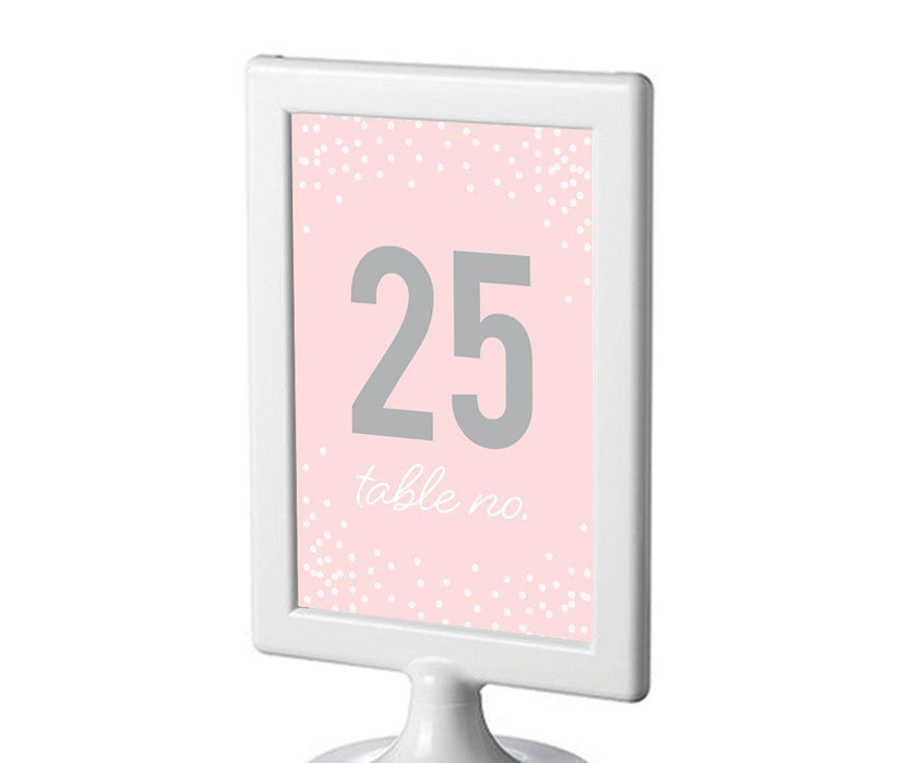 Pink Blush and Gray Pop Fizz Clink Wedding Framed Table Numbers-Set of 8-Andaz Press-25-32-