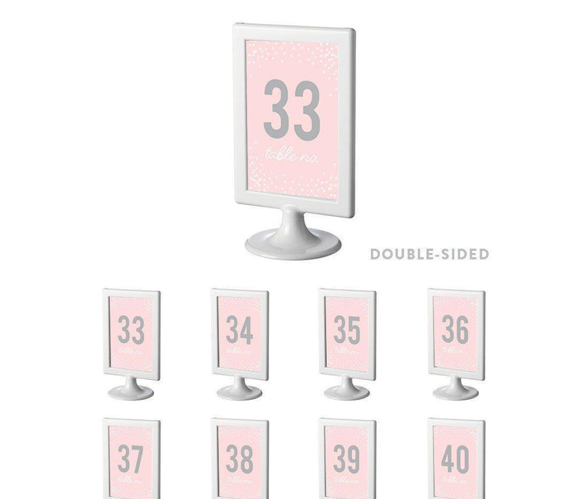 Pink Blush and Gray Pop Fizz Clink Wedding Framed Table Numbers-Set of 8-Andaz Press-33-40-