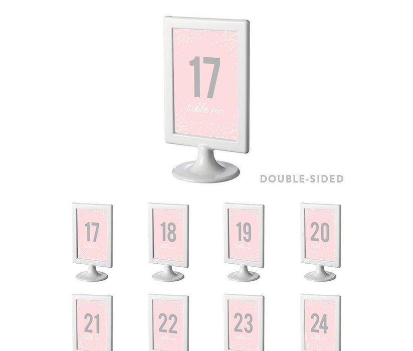 Pink Blush and Gray Pop Fizz Clink Wedding Framed Table Numbers-Set of 8-Andaz Press-1-8-