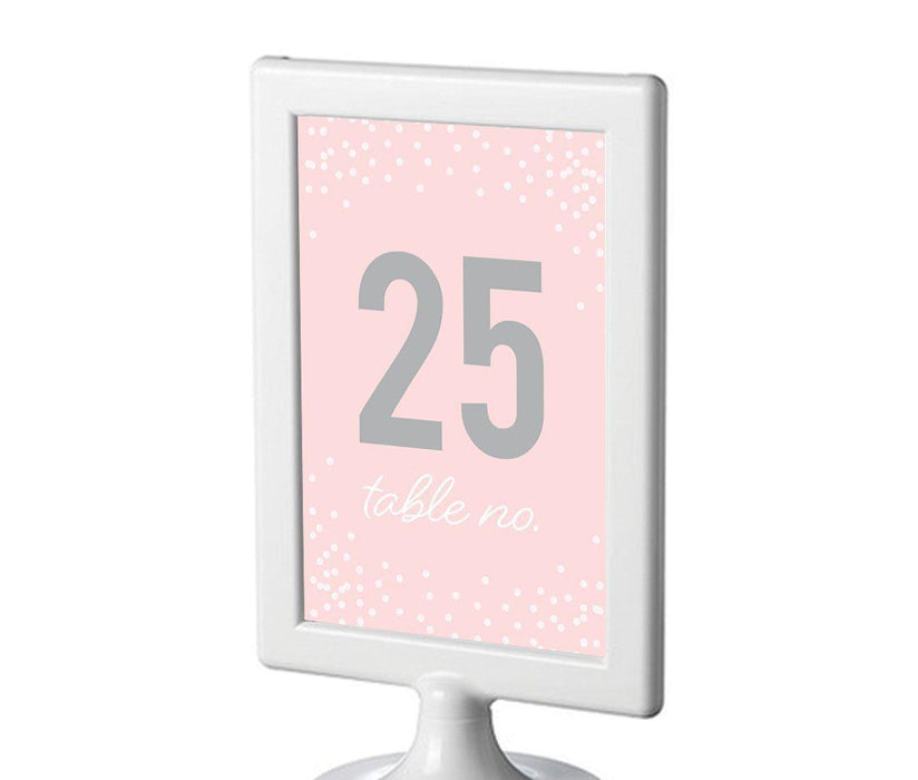 Pink Blush and Gray Pop Fizz Clink Wedding Framed Table Numbers-Set of 8-Andaz Press-1-8-