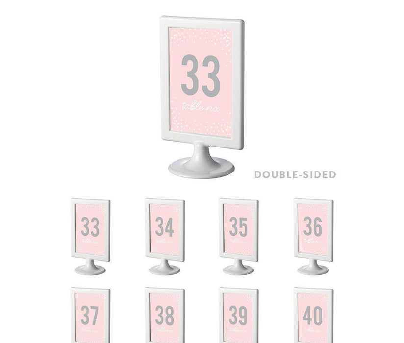 Pink Blush and Gray Pop Fizz Clink Wedding Framed Table Numbers-Set of 8-Andaz Press-1-8-