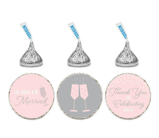 Pink Blush and Gray Pop Fizz Clink Wedding Hershey's Kiss Stickers-Set of 216-Andaz Press-