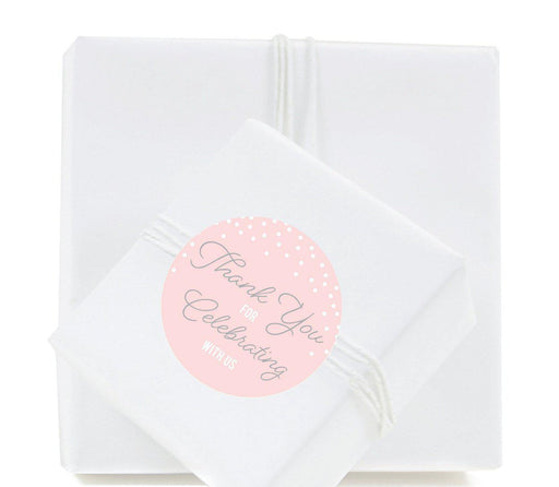 Pink Blush and Gray Pop Fizz Clink Wedding Round Circle Label Stickers-Set of 40-Andaz Press-Thank You For Celebrating With Us-