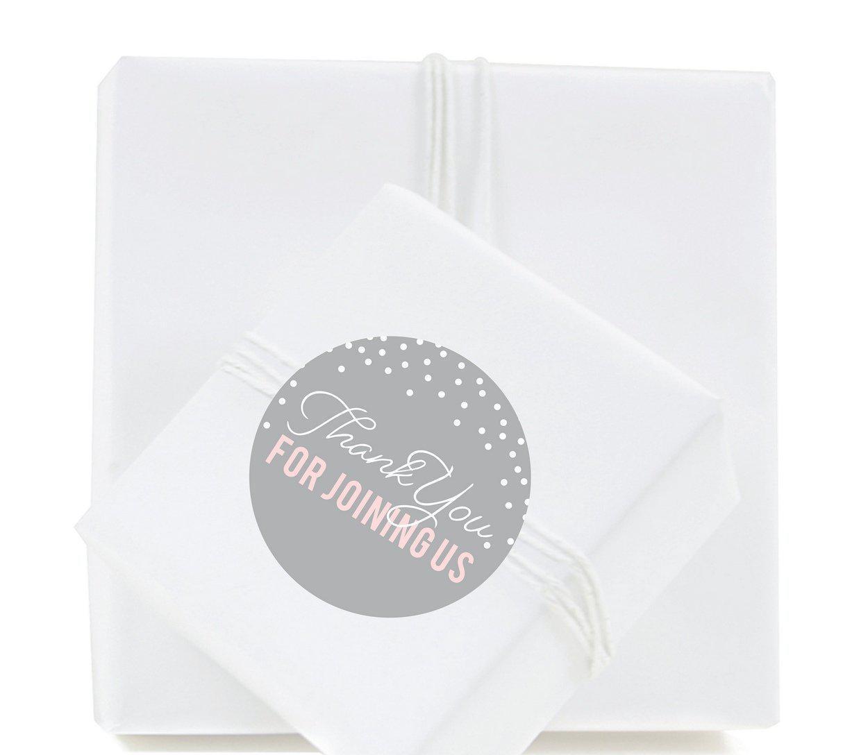 Pink Blush and Gray Pop Fizz Clink Wedding Round Circle Label Stickers-Set of 40-Andaz Press-Thank You-