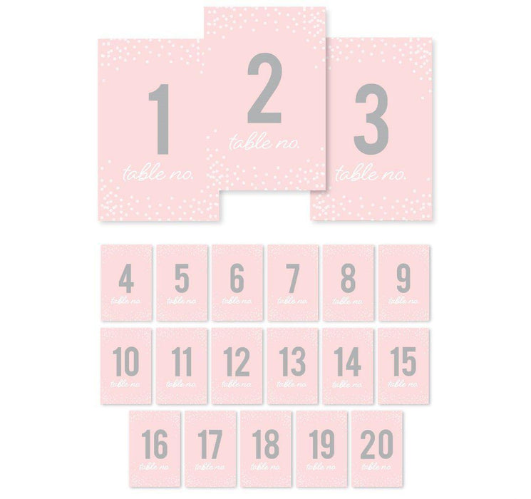 Pink Blush and Gray Pop Fizz Clink Wedding Table Numbers-Set of 20-Andaz Press-1-20-