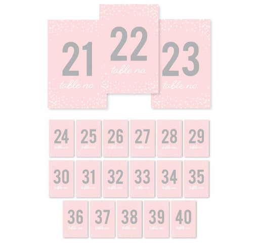 Pink Blush and Gray Pop Fizz Clink Wedding Table Numbers-Set of 20-Andaz Press-1-20-