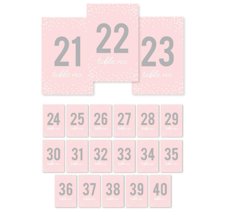 Pink Blush and Gray Pop Fizz Clink Wedding Table Numbers-Set of 20-Andaz Press-1-20-