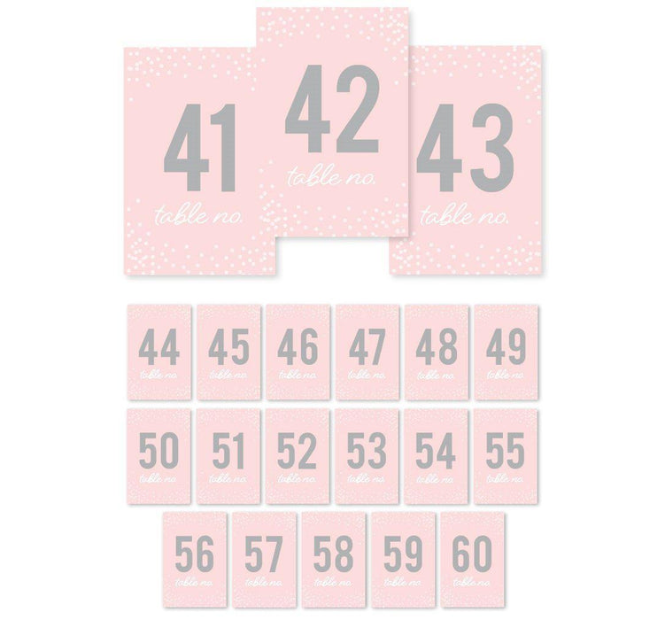 Pink Blush and Gray Pop Fizz Clink Wedding Table Numbers-Set of 20-Andaz Press-1-20-