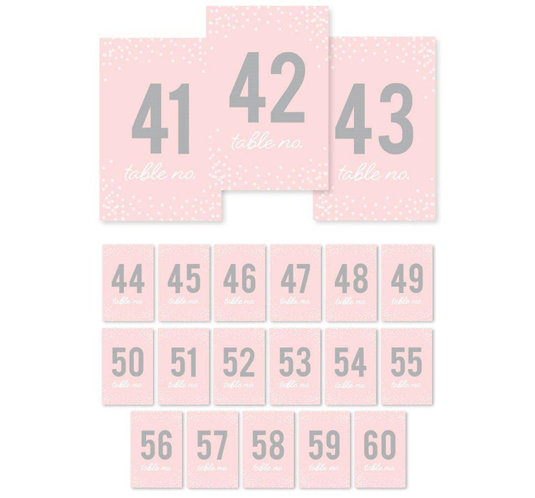Pink Blush and Gray Pop Fizz Clink Wedding Table Numbers-Set of 20-Andaz Press-41-60-
