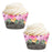 Pink Floral Flowers on Gray Wood Cupcake Wrappers-set of 24-Andaz Press-
