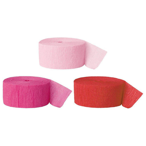 Pink, Fuchsia, Red Crepe Paper Streamer Hanging Decorative Kit-Set of 3-Andaz Press-