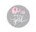 Pink Girl Elephant Baby Shower Round Circle Label Stickers-Set of 40-Andaz Press-It's A Girl-